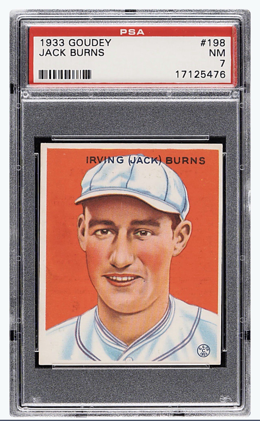 1933 Goudey Jack Burns RC #198 PSA 7 1933 Goudey Jack Burns RC #198 PSA 7