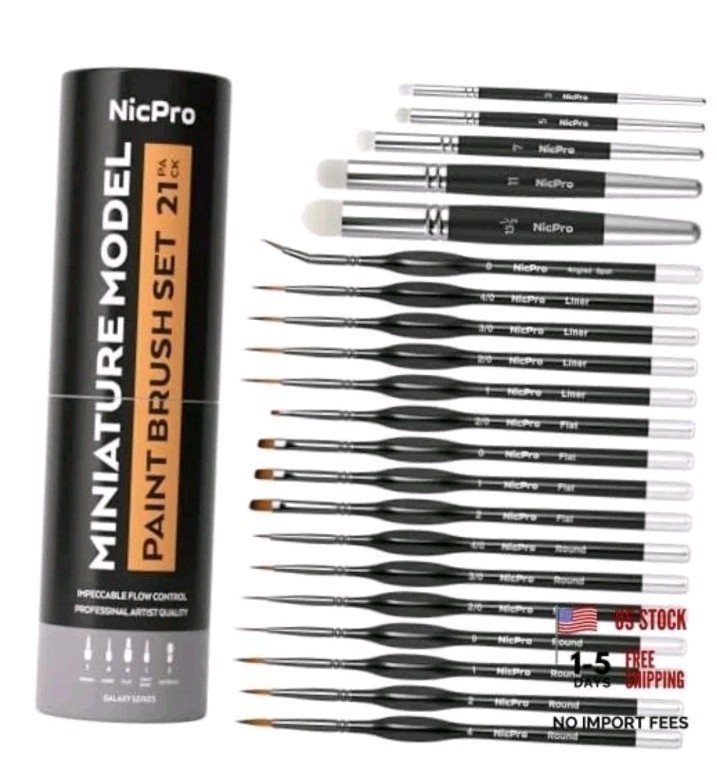 Miniature Paint Brushes Drybrush - 21PCS Model Paint 21 Pack (Detail+Drybrush)