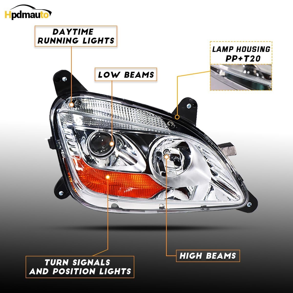 Pair Headlight for 2011-2023 Peterbilt 579 587 Class 8 Truck Projector Headlight