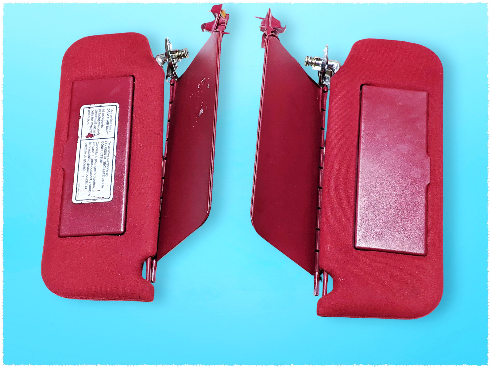 ✅ 1988-1993 Lincoln Continental LH RH Driver Passenger Sun Visor Red Cloth OEM