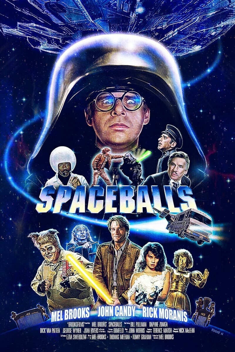 1987 Spaceballs Movie Poster Print Dark Helmet Lone Starr Vespa Barf Yogurt 🍿