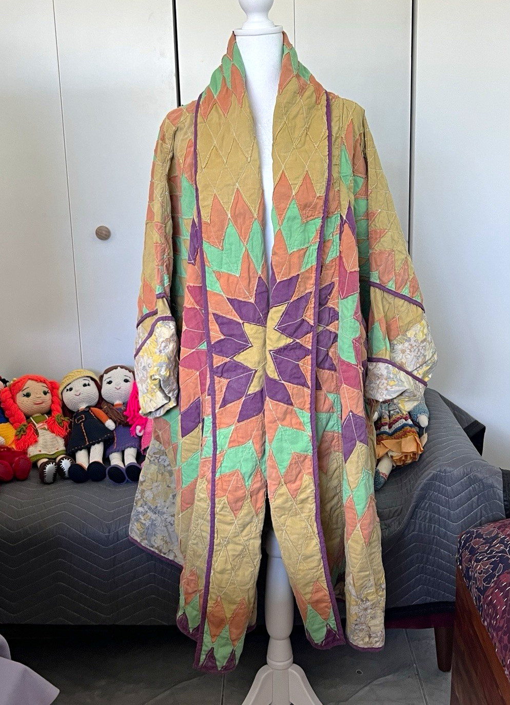 Magnolia Pearl Archie Quiltwork Kimono Open-Front Oversized Long Jacket One Size Magnolia Pearl Archie Quiltwork Kimono Open-Front Oversized Long Jacket One Size