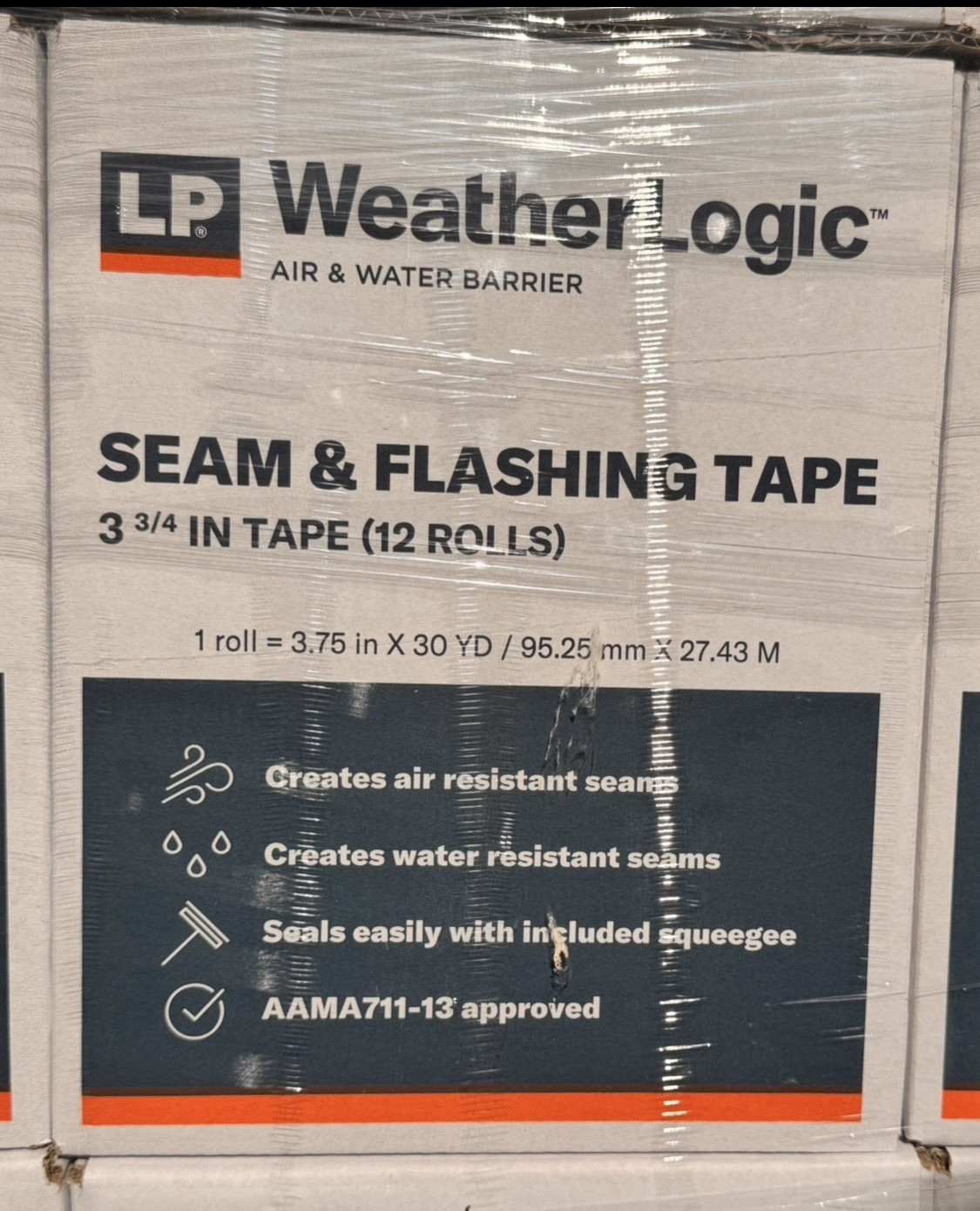 LP Weather Logic Seam & Flashing Tape 3-3/4” x 30yd - 12 Roll Case LP Weather Logic Seam & Flashing Tape 3-3/4” x 30yd - 12 Roll Case