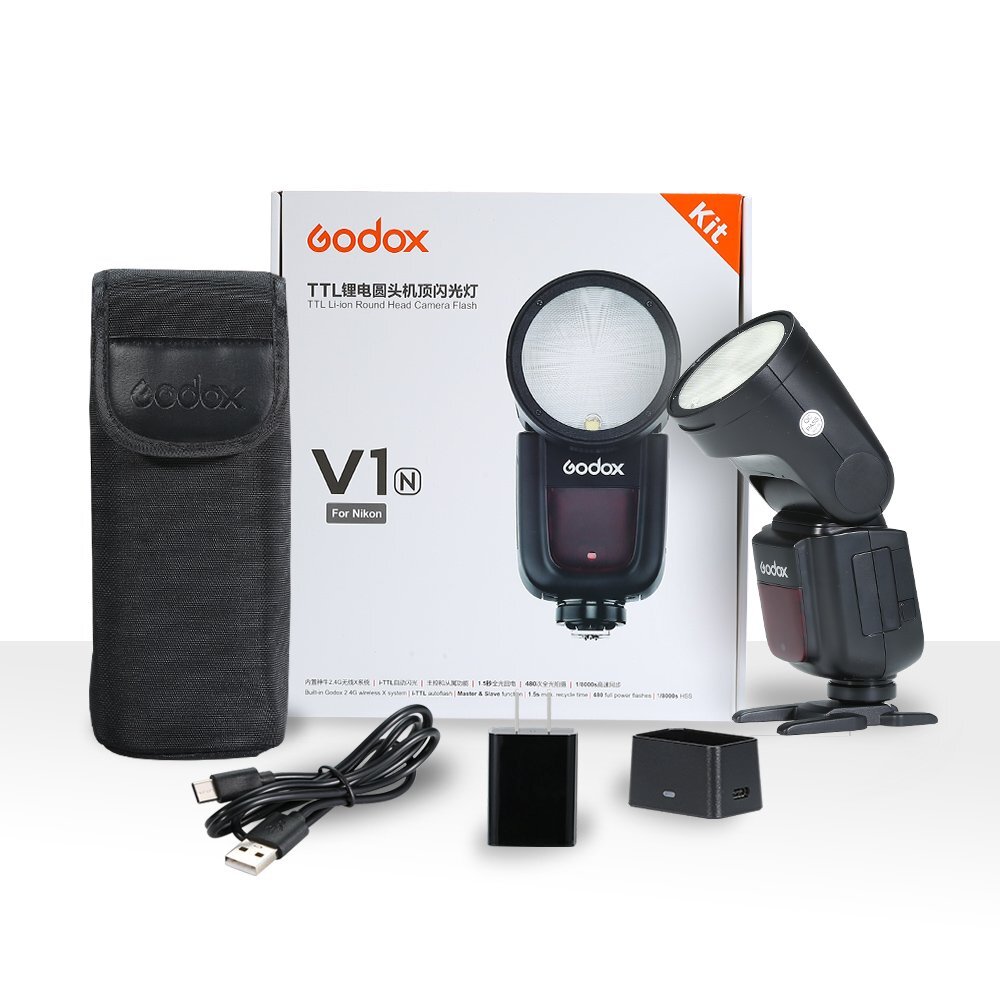 Godox V1-N  Speedlight 2.4G TTL HSS Round Head Camera Flash Speedlite for Nikon
