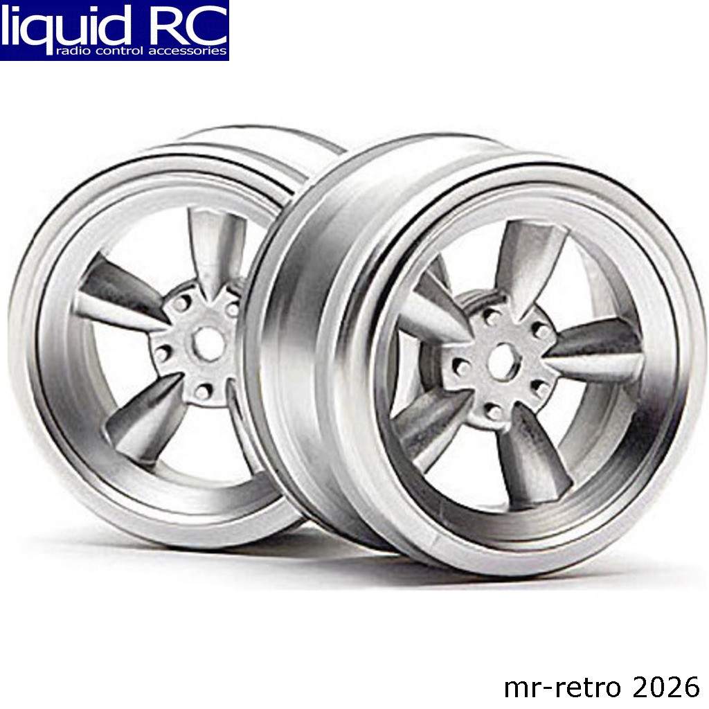 HPI 3815 Vintage 5-Spoke Wheels 26mm Matte Chrome (2)