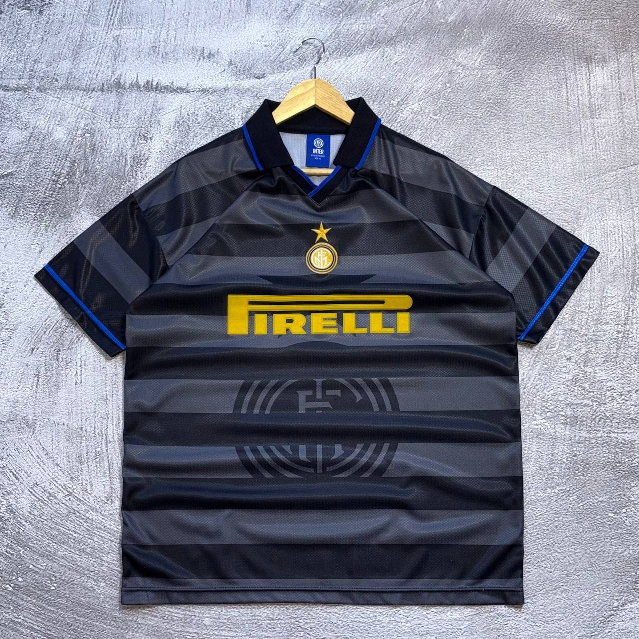Retro Inter Milan 1997 1998 Third Jersey Gray Blue Yellow Size XL Pirelli