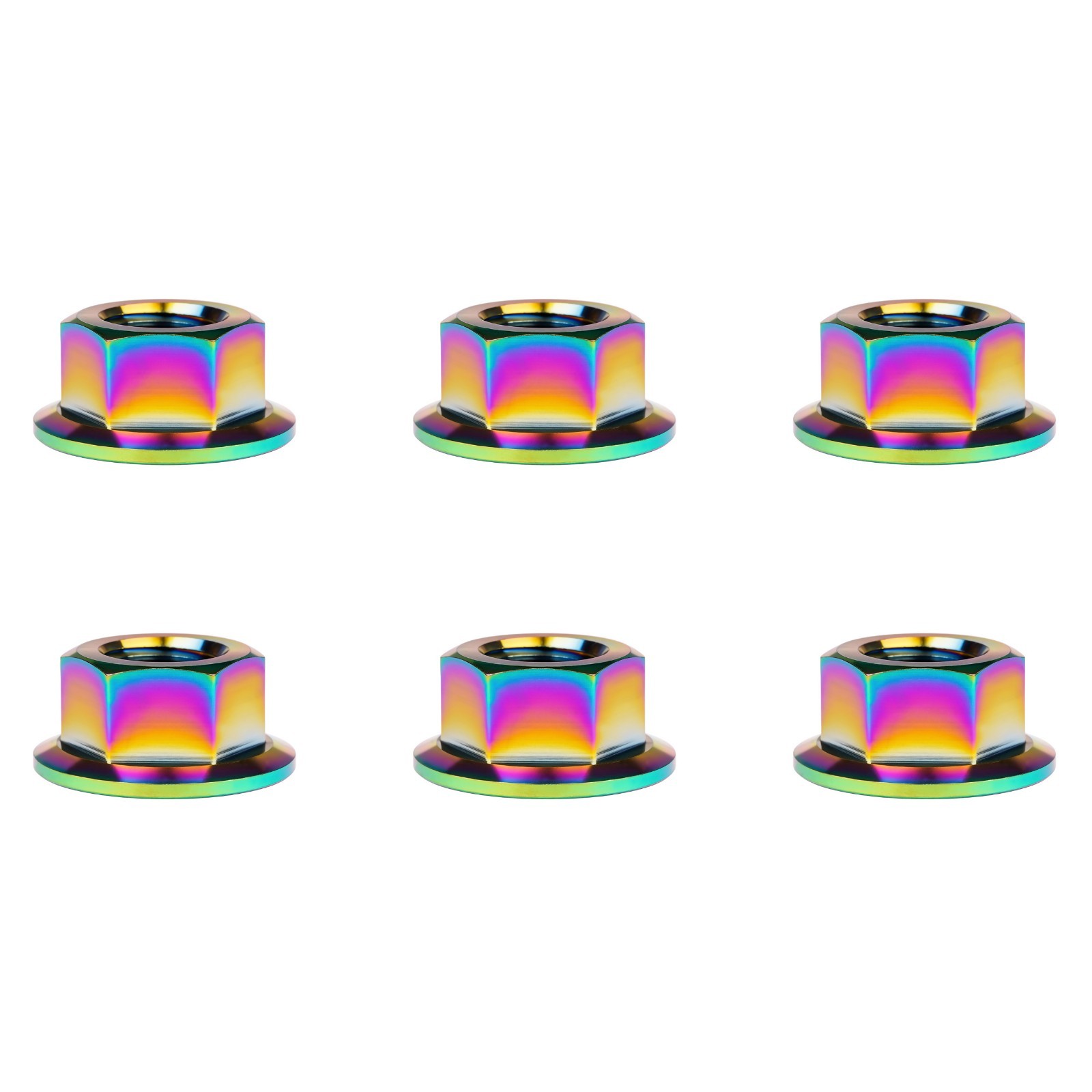Wanyifa 6Pcs Titanium Ti M6 P1.0mm Flange Nuts Suitable for Motorcycles Rainbow Wanyifa 6Pcs Titanium Ti M6 P1.0mm Flange Nuts Suitable for Motorcycles Rainbow