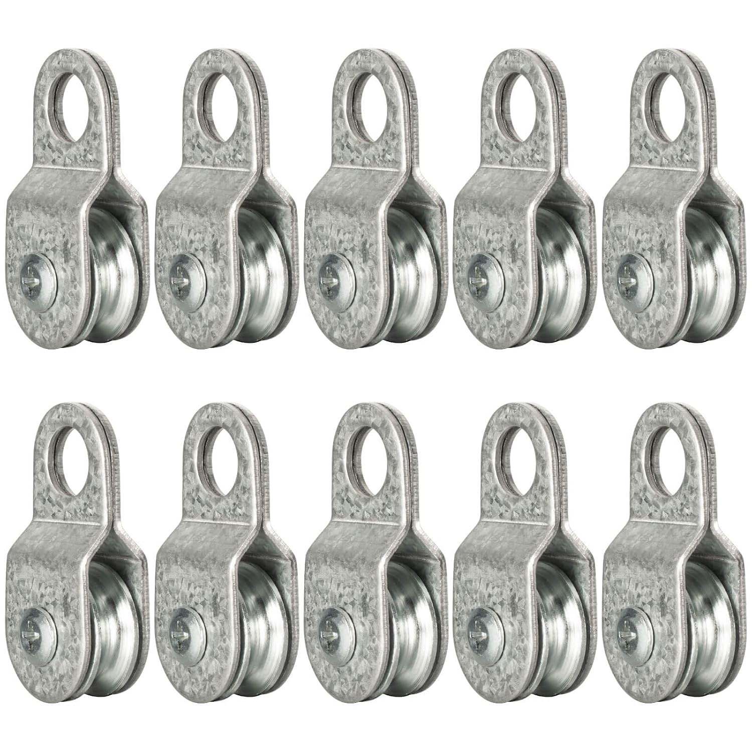 10Pack Small Snatch Cable Pulley Block for 6mm / 0.23 Inch Wire Rope, Single Pul