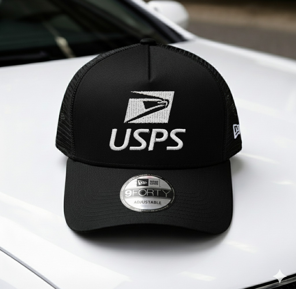 USPS Postal Service Embroidered Mesh Trucker Hat Adjustable Mail Carrier Cap