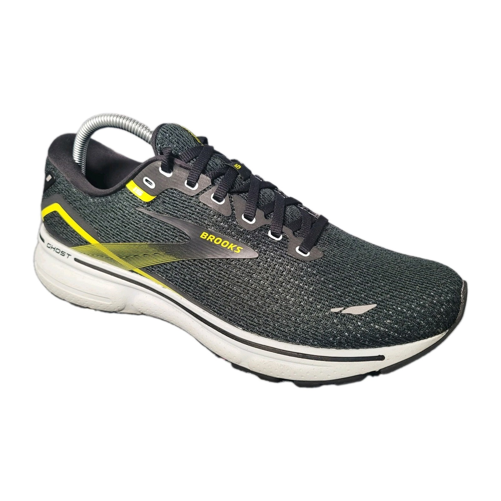 Brooks Ghost Shoes Mens Size 11.5 D Black Yellow Running Sneakers 1103931D096
