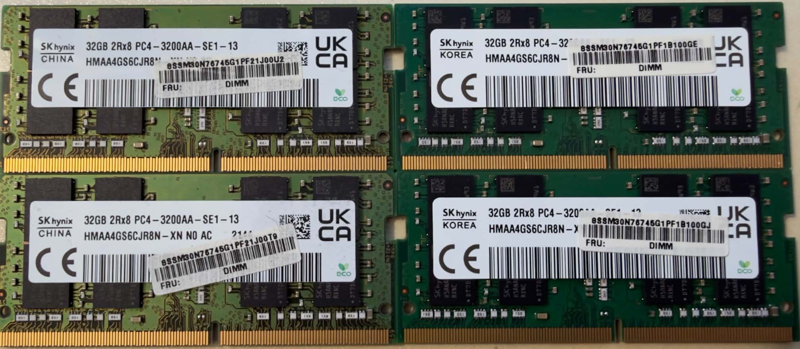 One Used SK Hynix 32GB 2RX8 PC4-3200AA DDR4 SO-DIMM Memory HMAA4GS6CJR8N-XN RAM