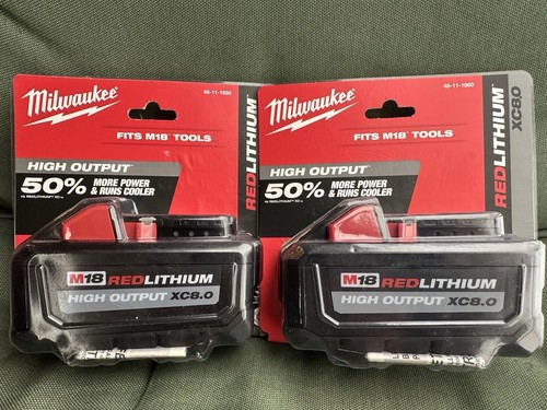 2 Pack New Milwaukee 48-11-1880 M18 HIGH OUTPUT 18V 8Ah XC8.0 Cordless Battery 2 Pack New Milwaukee 48-11-1880 M18 HIGH OUTPUT 18V 8Ah XC8.0 Cordless Battery