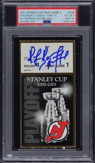 RAY BOURQUE Signed LAST NHL GOAL 2001 SCF Gm #3 TICKET STUB AVALANCHE vs NJ PSA