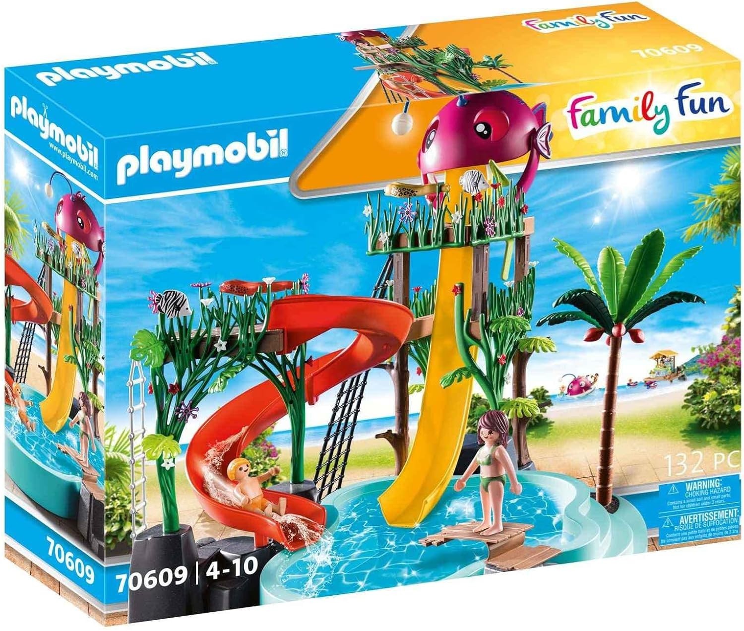Playmobil Family Fun Water Park 70609 132pc Water Slides Playset Ages 4-10 NIB