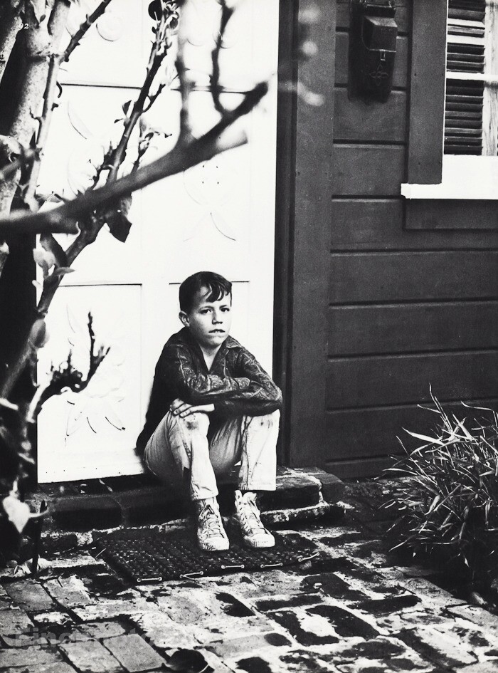 1960s Young Boy Sitting On House Doorstep Vintage Photo Gravure By Brooke Elgie