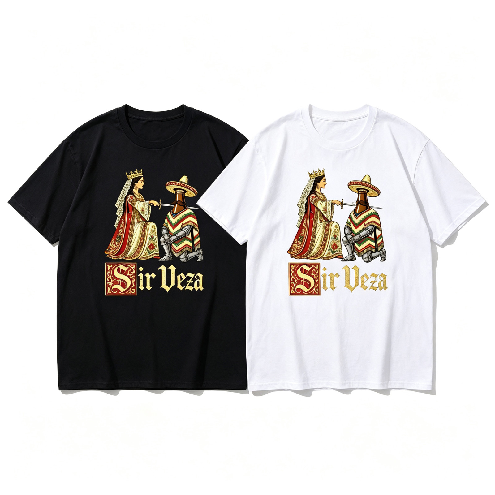 Sir Veza Beer Medieval Queen Funny Pun Graphic T-Shirt SIZE S-5XL