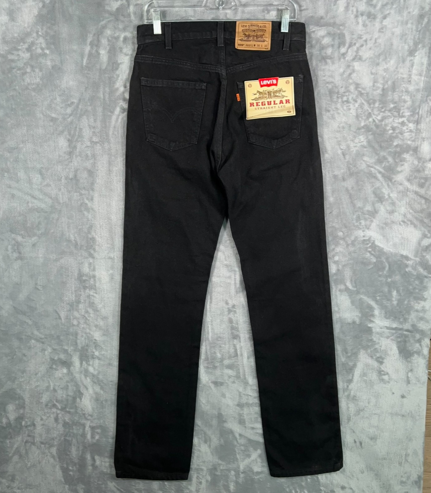 Vintage Levis 505 Jeans Mens 30x32 New Made In USA 90s Orange Tab Black Straight