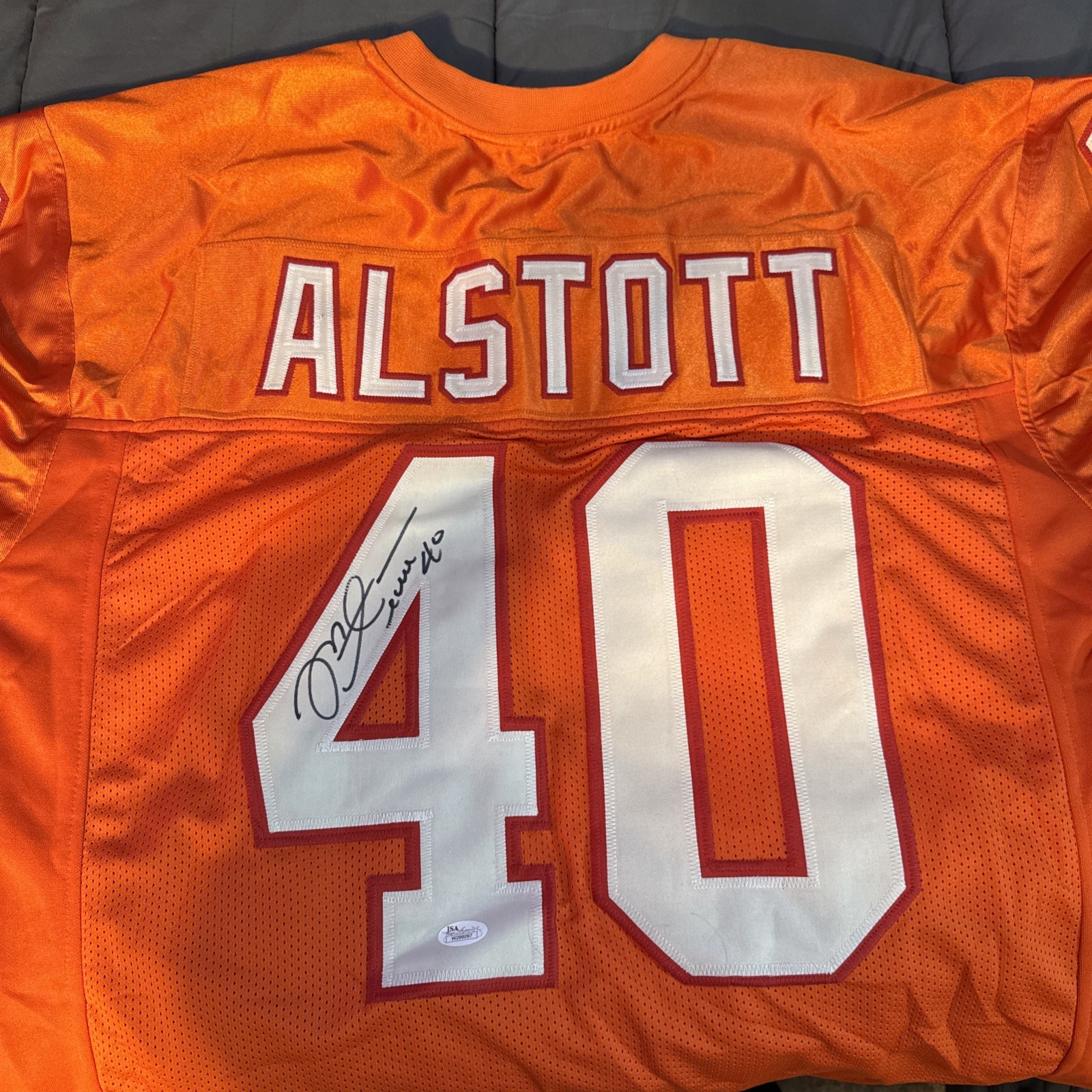 Mike Alstott Autographed Cream Pro Style Jersey Tampa Bay Bucs Beckett BAS COA Mike Alstott Autographed Cream Pro Style Jersey Tampa Bay Bucs Beckett BAS COA
