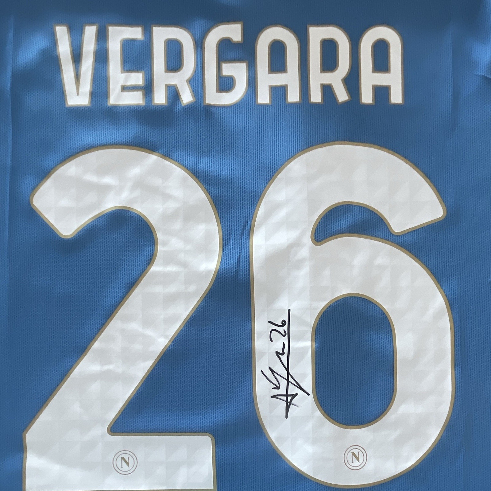 HOME SSCNaples Autographed Jersey by Antonio Vergara 26 NAPLES-BOLOGNA