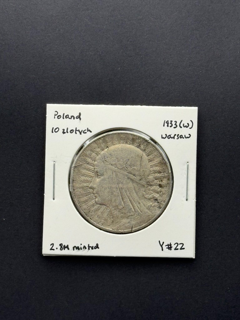 Poland 10 Zlotych Silver 1933 Queen Jadwiga, Warsaw Mint - Rarer Mint for 1933 Poland 10 Zlotych Silver 1933 Queen Jadwiga, Warsaw Mint - Rarer Mint for 1933