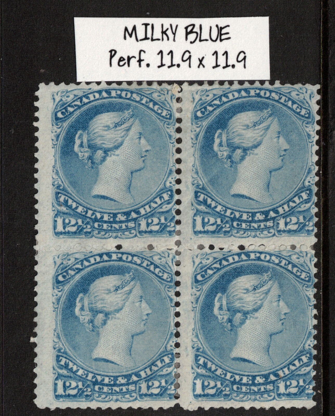 Canada #28i Mint Fine Rare Block Full Original Gum Hinged Milky Blue - Few Exist