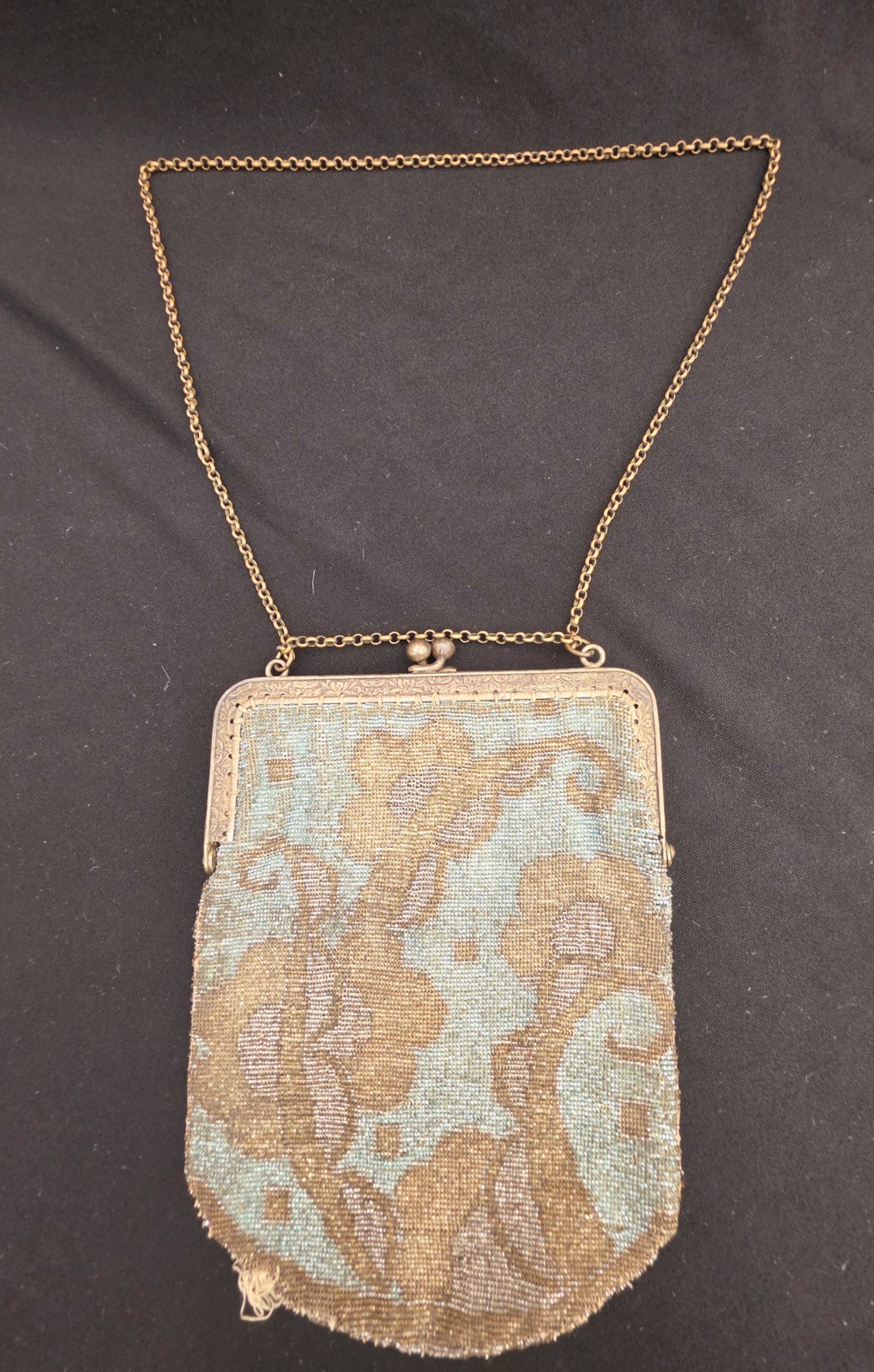 Antique 1920\'s Art Deco Micro Beaded Purse Floral Flaper Bag w/Metal Frame Antique 1920\'s Art Deco Micro Beaded Purse Floral Flaper Bag w/Metal Frame