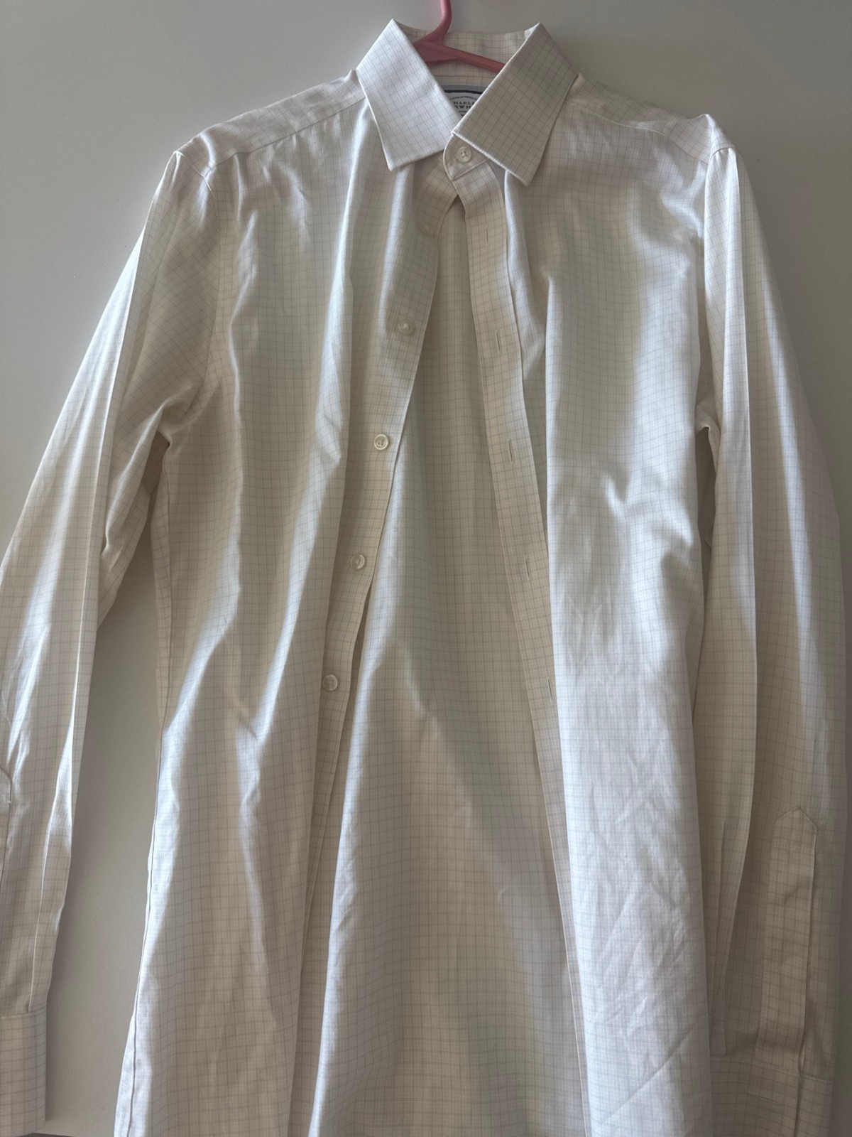 Charles Tyrwhitt Slim Fit Dress Shirt Mens 16-36 Cream Check Non-Iron Charles Tyrwhitt Slim Fit Dress Shirt Mens 16-36 Cream Check Non-Iron