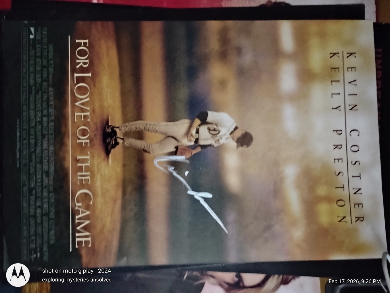For Love of the Game Original Autographed Poster Kevin Costner Kelly Preston