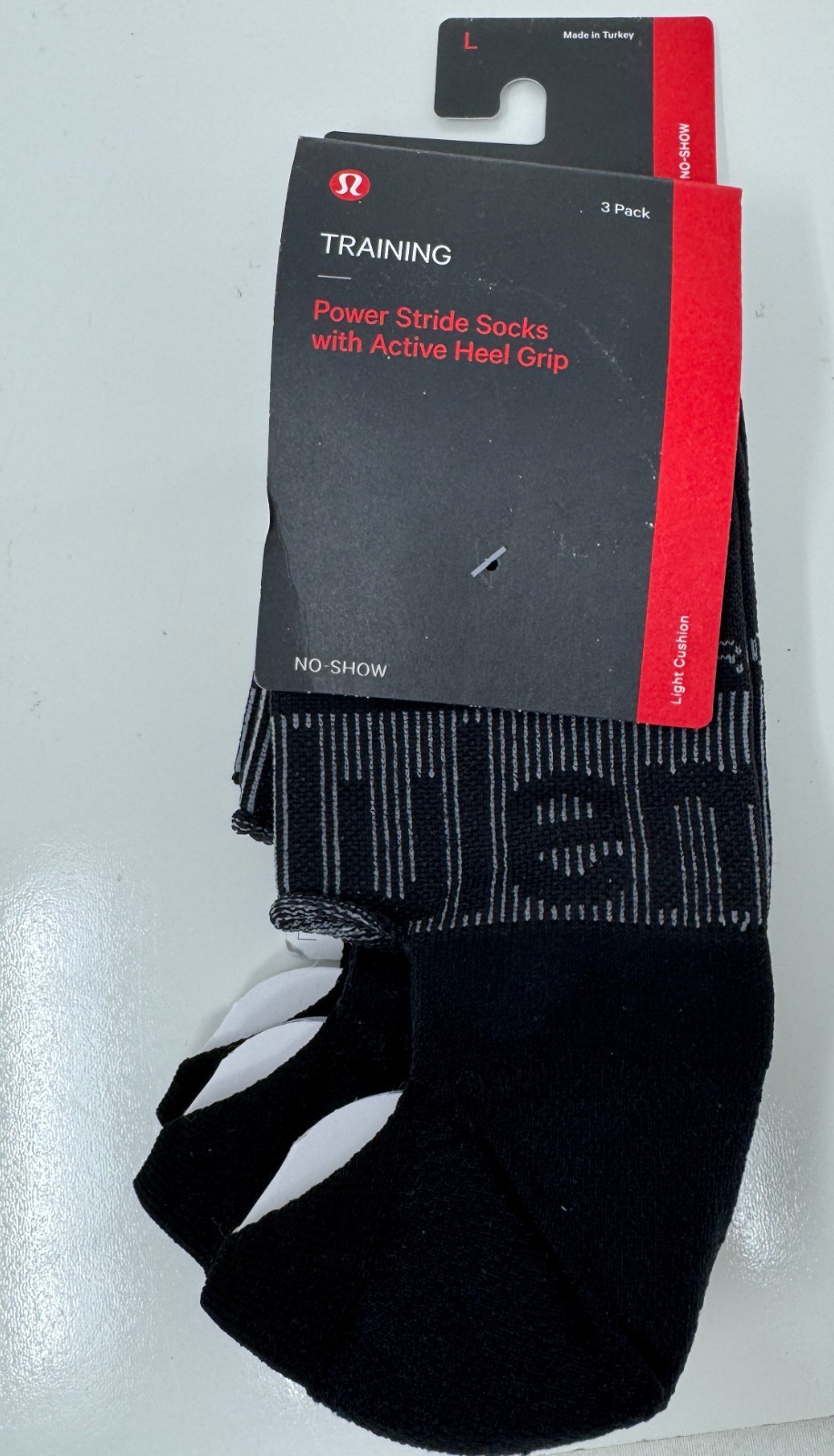 New Lululemon Power Stride No Show Socks 3 Pack Black LM9AGJS Size L New Lululemon Power Stride No Show Socks 3 Pack Black LM9AGJS Size L