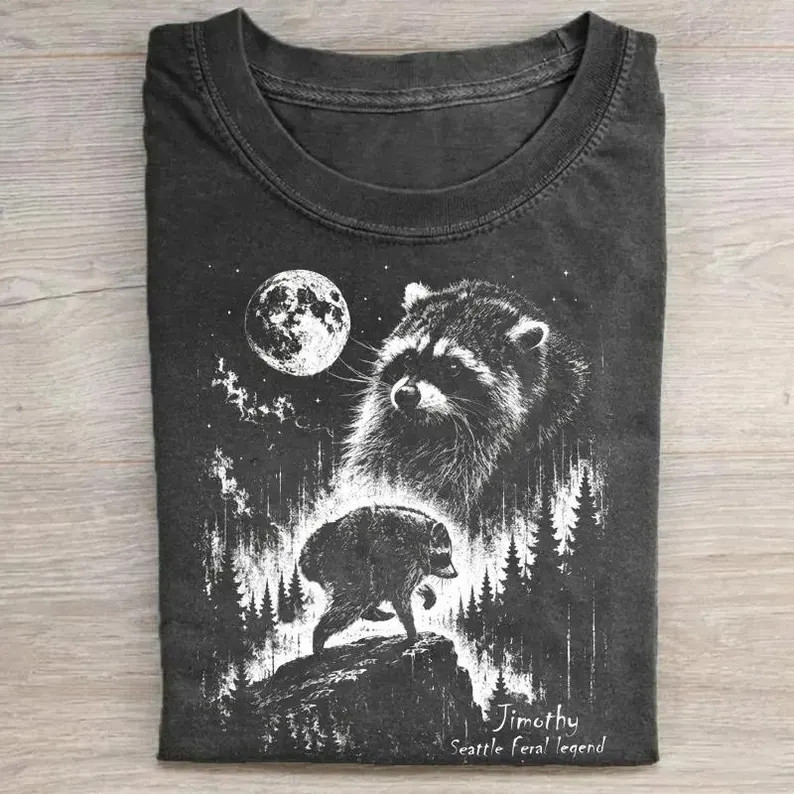 Vintage Jimothy Raccoon Shirt, Retro Moon Trash Panda Graphic Tee