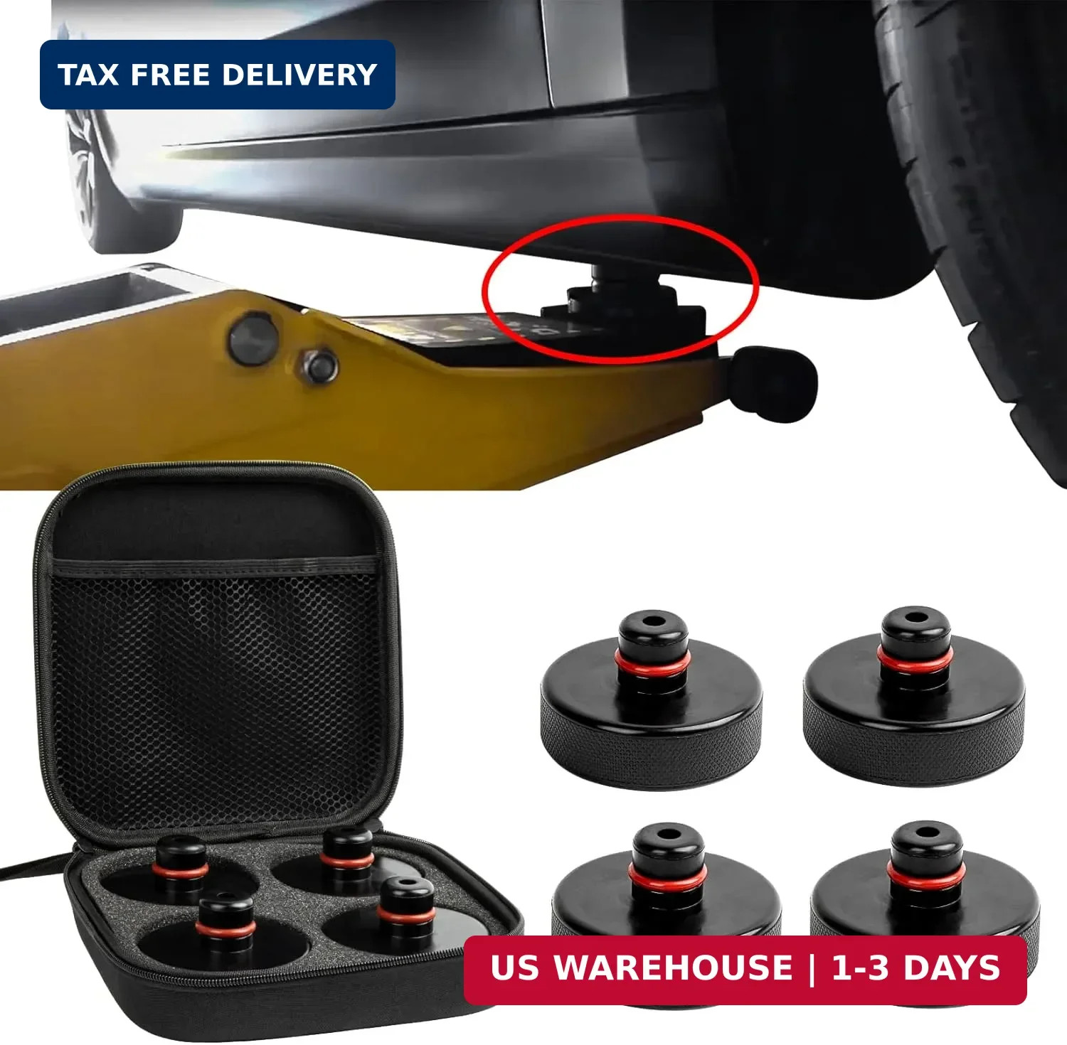 PSLER Jack Pad Lifting Puck for Tesla Model 3 Y X S, 4-Pack with Case | Durable