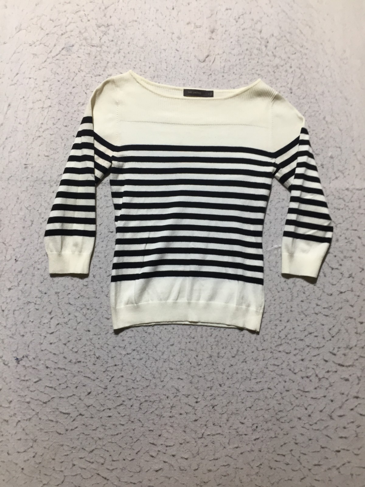 The Limited Sweater Womens S Small Cream Black Striped Scoop Neck
