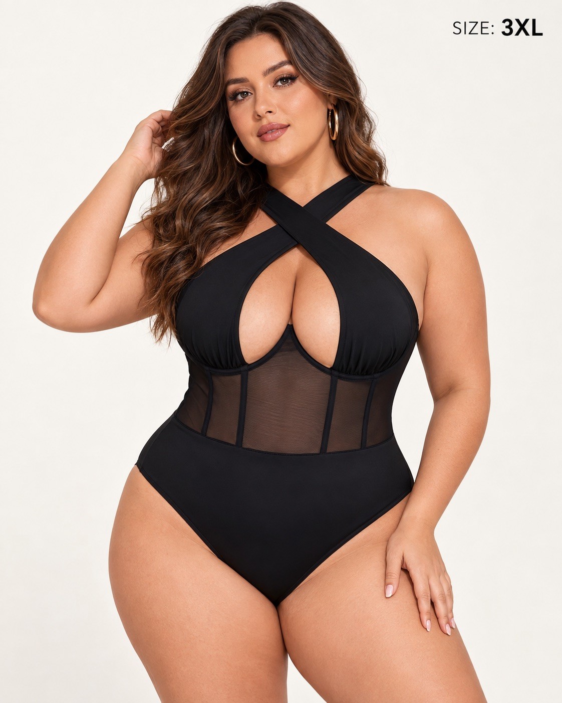 CRIPOM Women\'s Black Bodysuit Criss Cross Tops Sleeveless Women 3XL Plus Size CRIPOM Women\'s Black Bodysuit Criss Cross Tops Sleeveless Women 3XL Plus Size