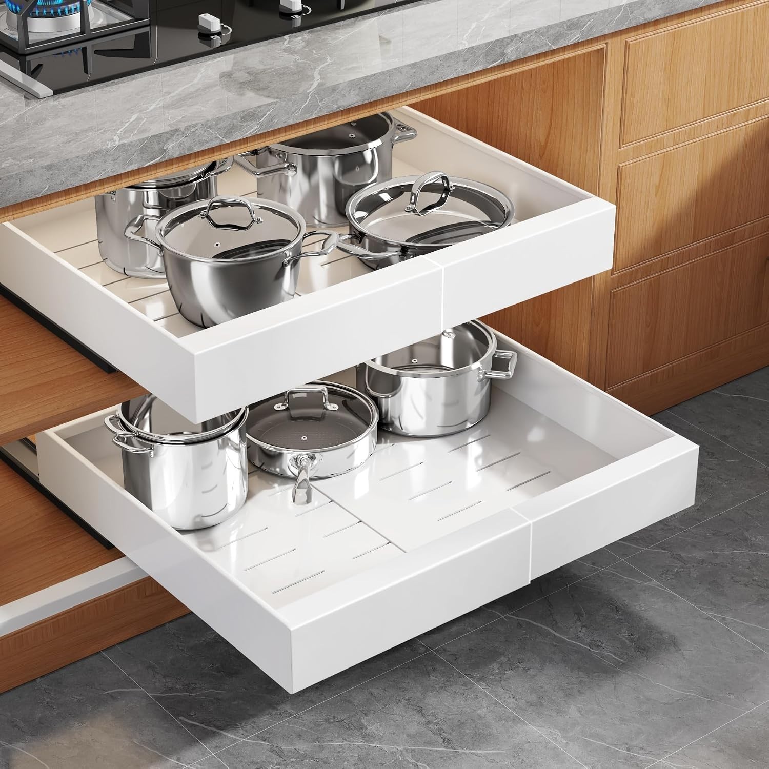 Seinloes- 2-Pack Expandable Pull Out Cabinet Organizer 16.5\