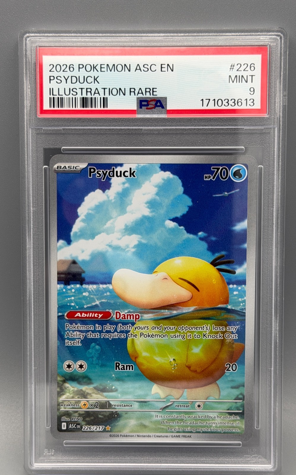 2026 Pokemon Ascended Heroes Psyduck #226/217 Illustration Rare PSA 9 Mint 2026 Pokemon Ascended Heroes Psyduck #226/217 Illustration Rare PSA 9 Mint
