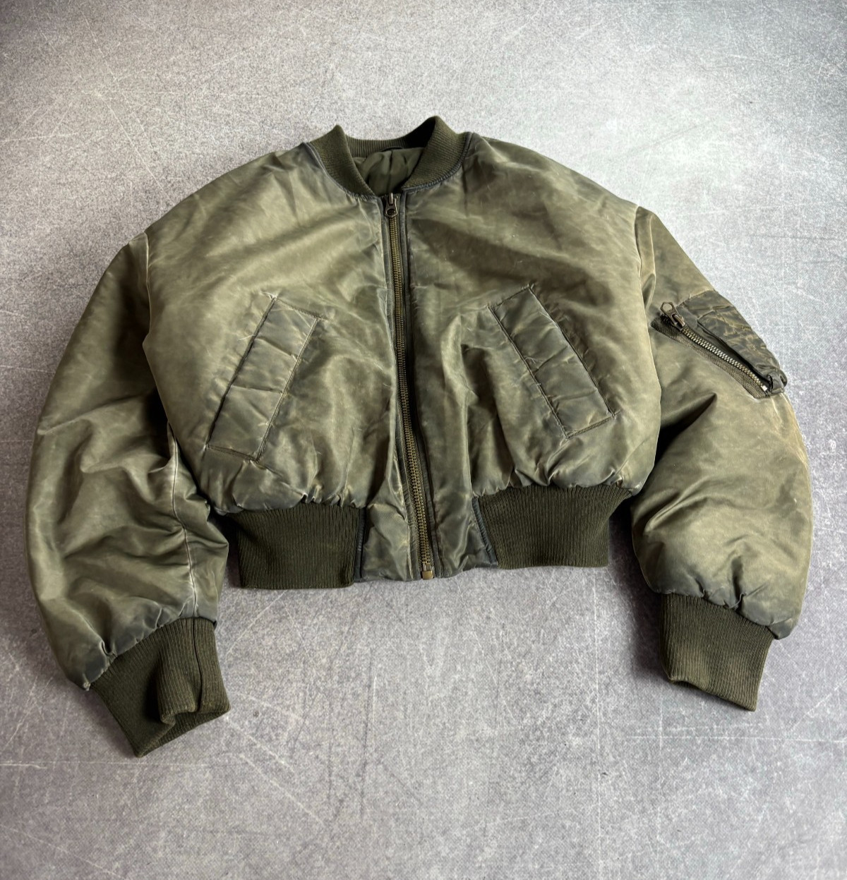 Vintage Military MA-1 Bomber Jacket Cropped Faded Utility Flight Grunge 2000s