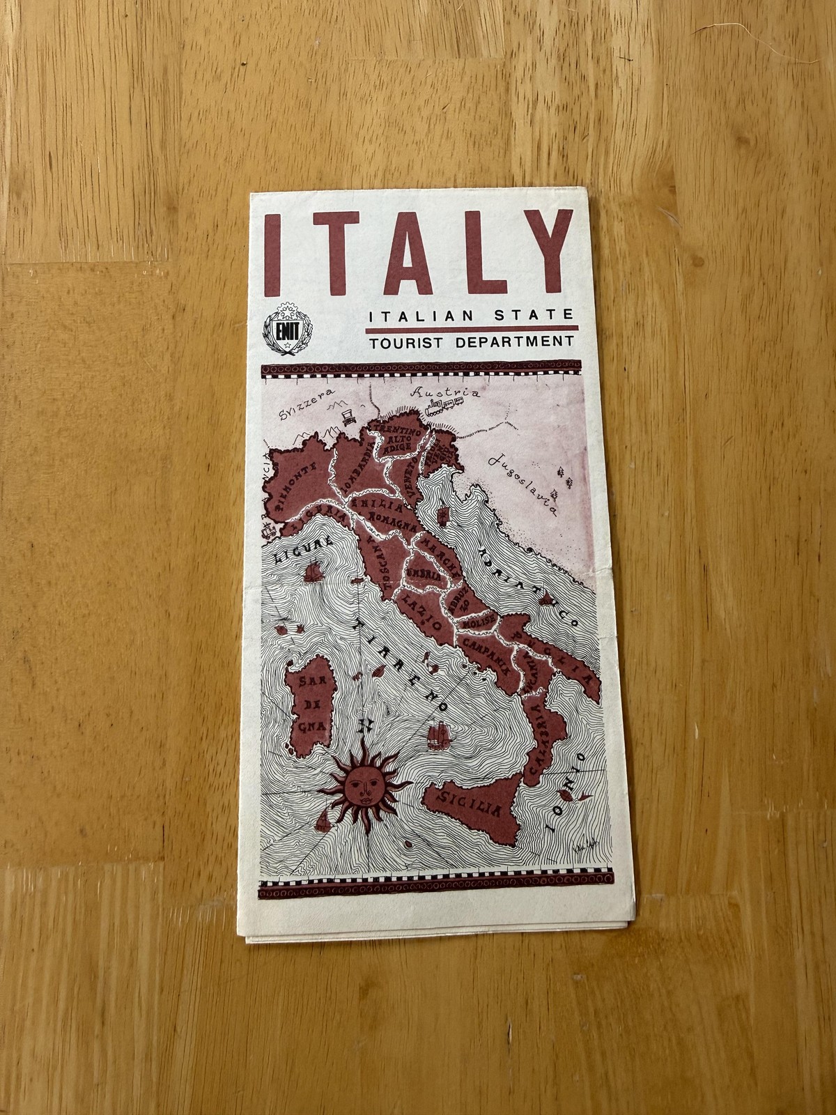 Vintage Italy Italian State Tourist Department ENIT Folding Road Map Brochure