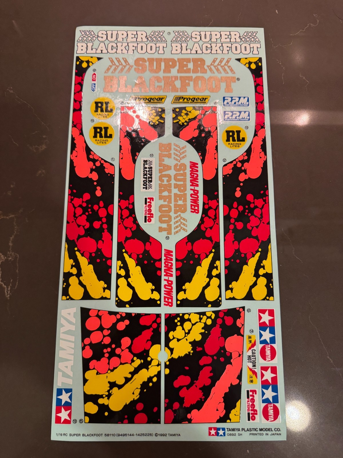 Truly Vintage 1992 Tamiya 1/10 SUPER BLACKFOOT 58110 Decal Sticker Sheet 9495144