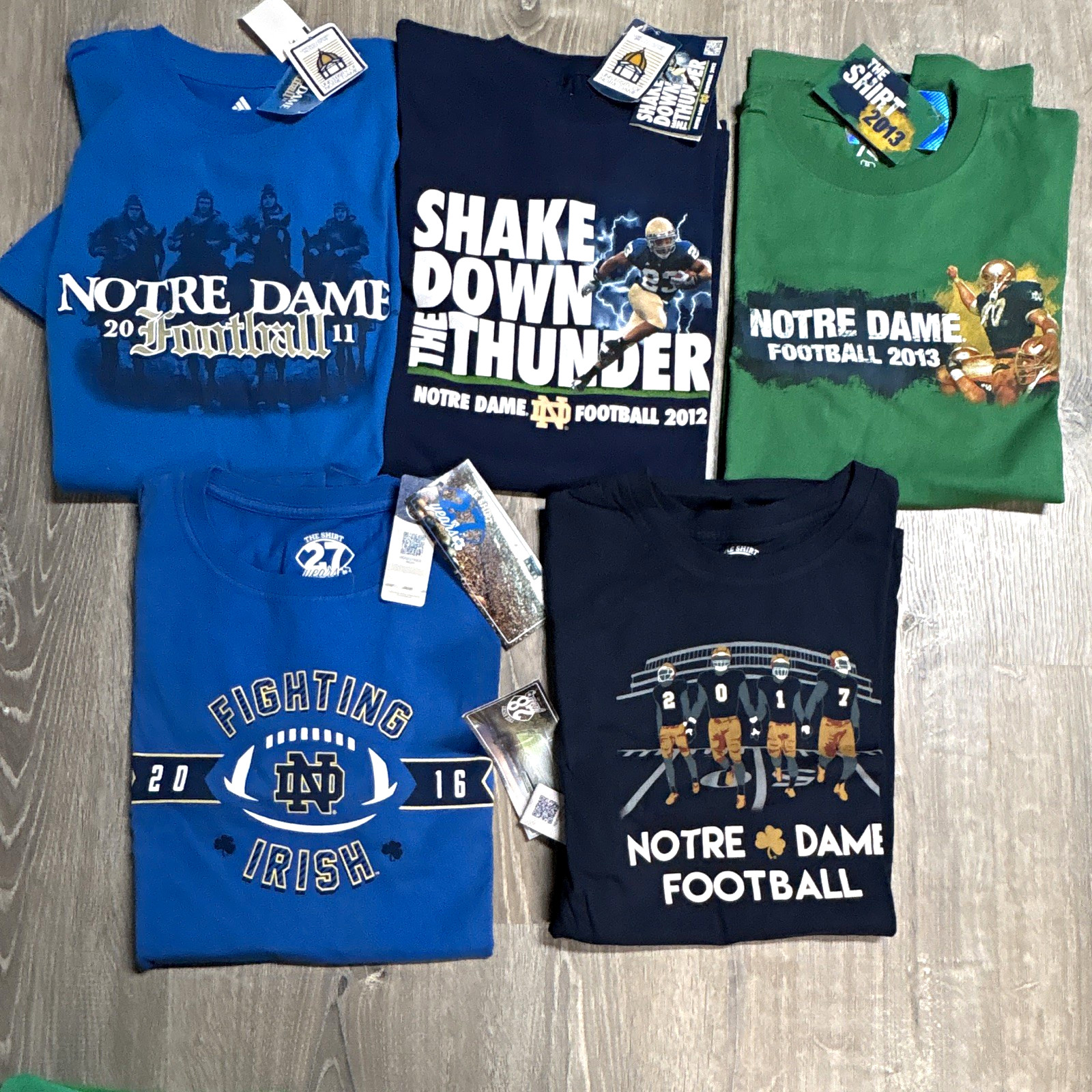 Vintage NWT Notre Dame Football “The Shirt” Lot of 5 2011-2017 size Mens M Vintage NWT Notre Dame Football “The Shirt” Lot of 5 2011-2017 size Mens M