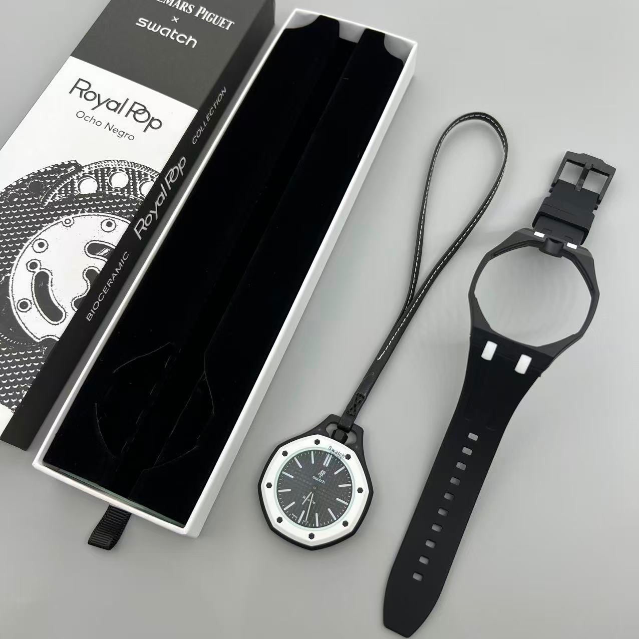 ⌚️Pocket Watch Swatch x Audemars Piguet Royal Pop Black Bioceramic