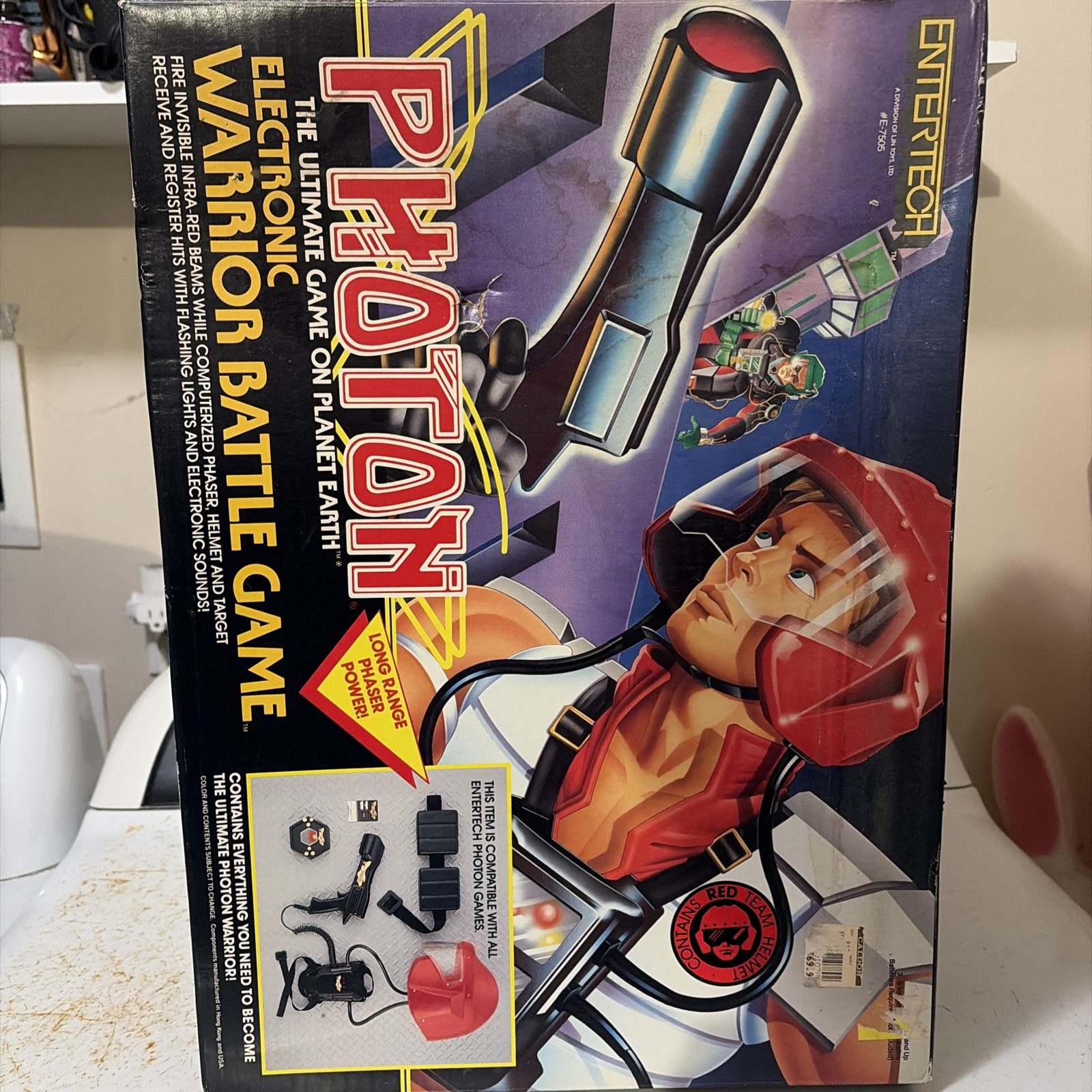 Vintage Photon Electronic Warrior Battle Game Entertech Red Helmet Box 1986 Vintage Photon Electronic Warrior Battle Game Entertech Red Helmet Box 1986