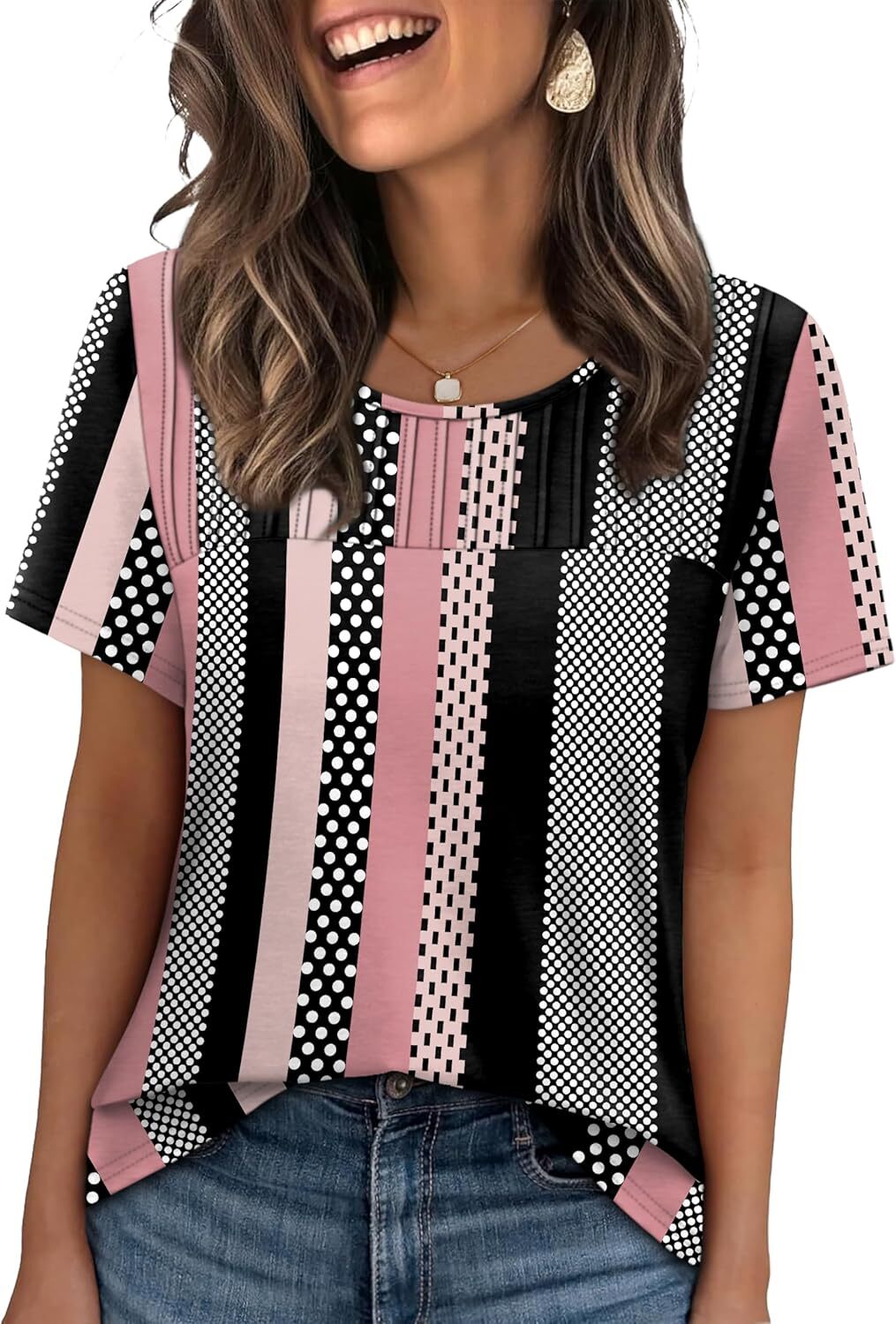 Women\'s Plus Size Short Sleeve Crew Tops - Loose Fit Summer Casual Trendy