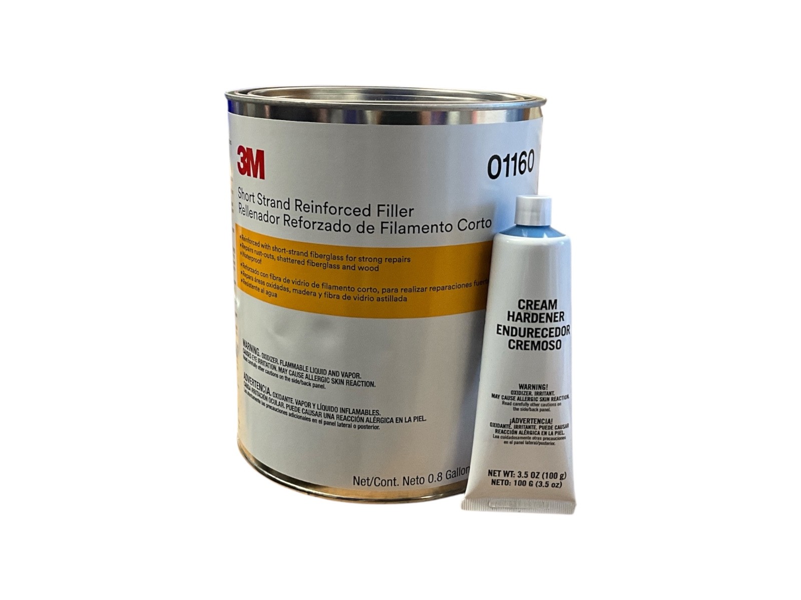3M 01160 Short Strand Reinforced Fiberglass Filler 0.8 Gallon w/ Hardener