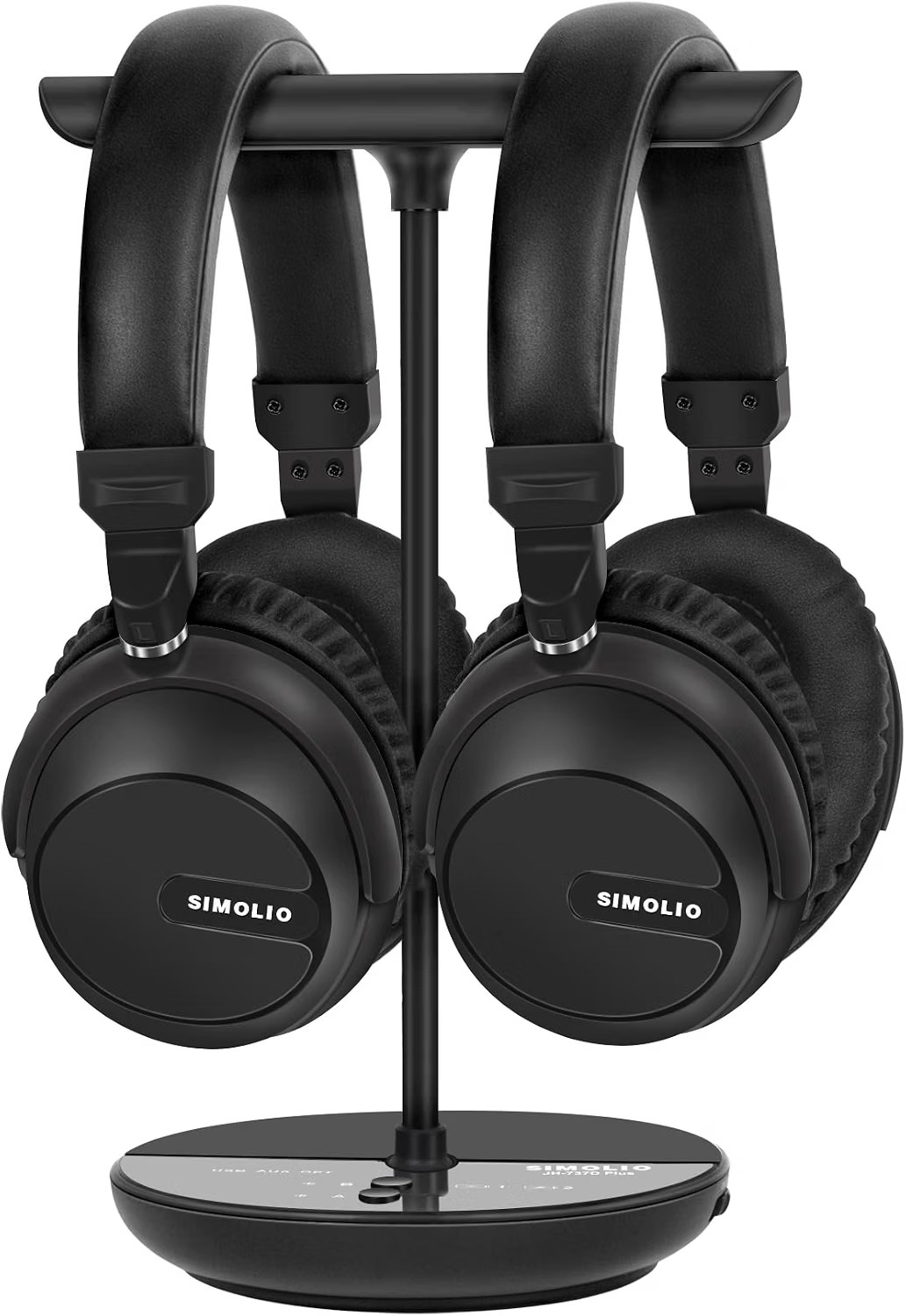 SIMOLIO Dual Wireless Headphones w/Separate Volume Control, No Delay，2.4GHz & BT