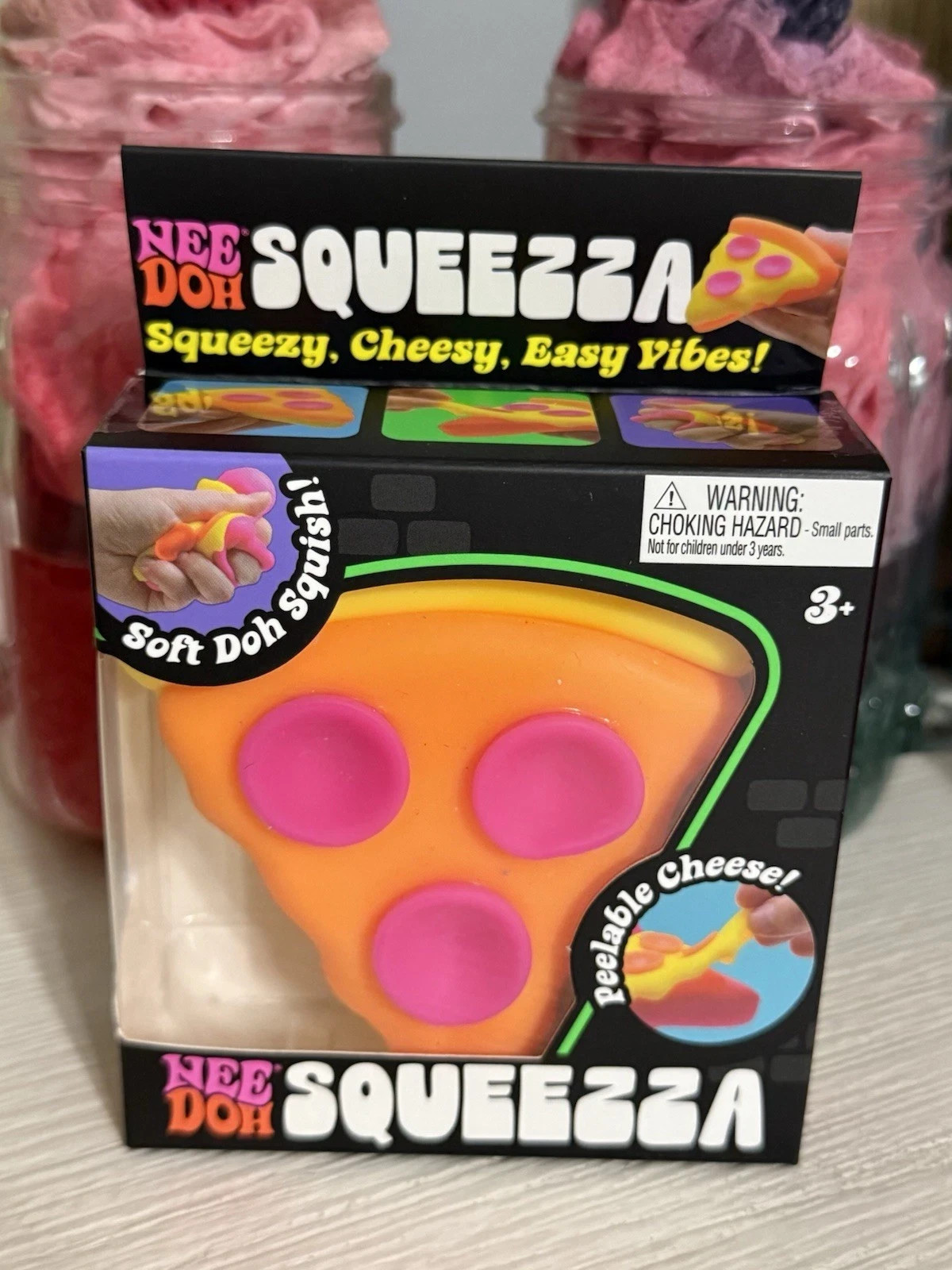 Authentic NeeDoh Squeezza Pizza Nee Doh Squishy Toy Yellow Crust Orange Cheese
