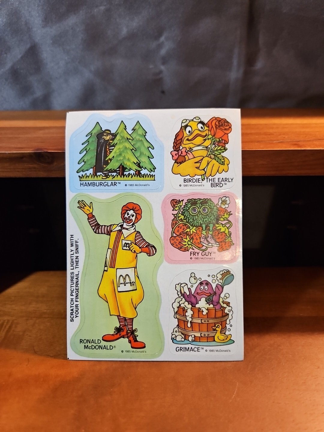 RARE HTF Vintage 1985 McDonald’s Scratch N Sniff Sticker Sheet 3”/4” RARE HTF Vintage 1985 McDonald’s Scratch N Sniff Sticker Sheet 3”/4”