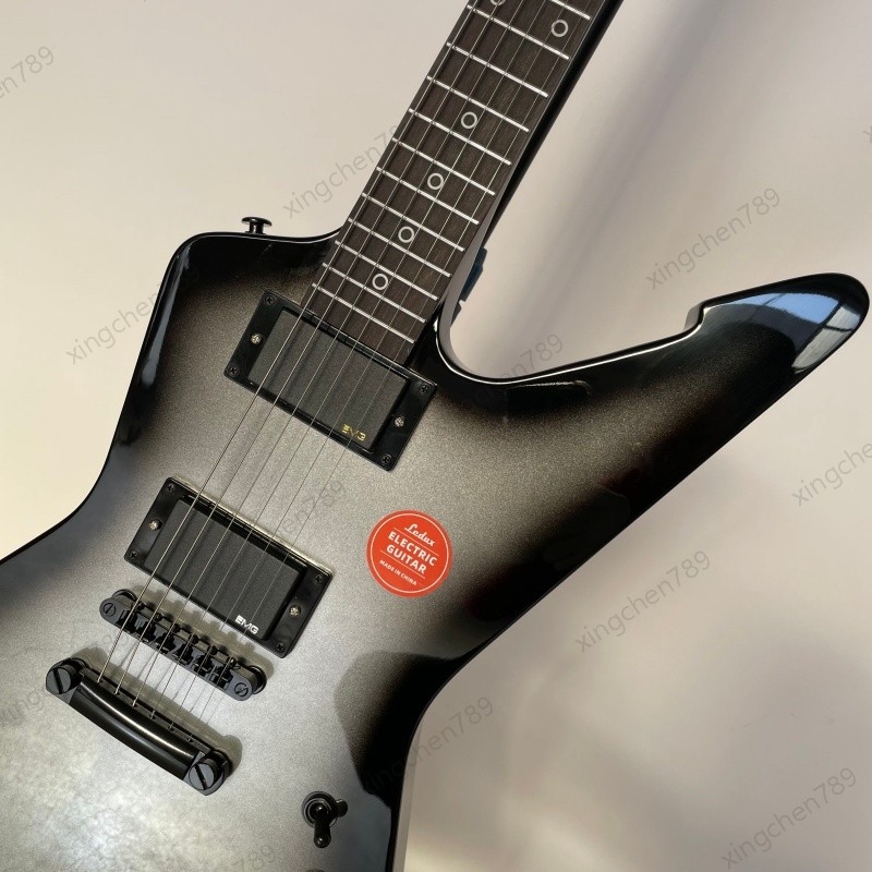 Silver Burst Solid Body Electric Guitar Stainless Rounded Edge Frets Heavy Metal