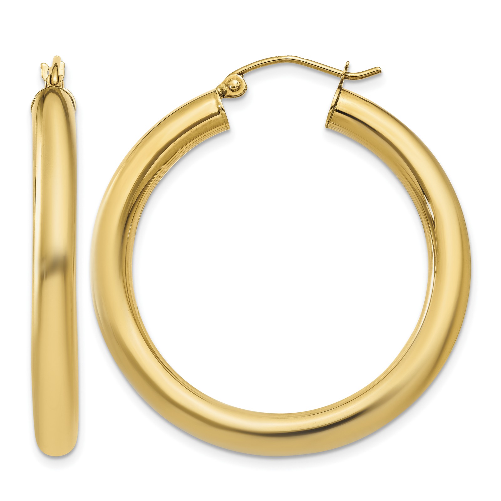 Lightweight Tube Hoop Earrings 14k Yellow Gold 35x4mm Women\'s