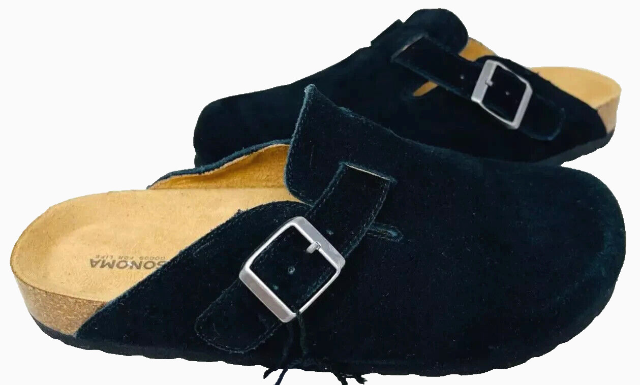 Sonoma Goods For Life Women\'s Waterford Suede Buckle Clogs Black Size:8 151P
