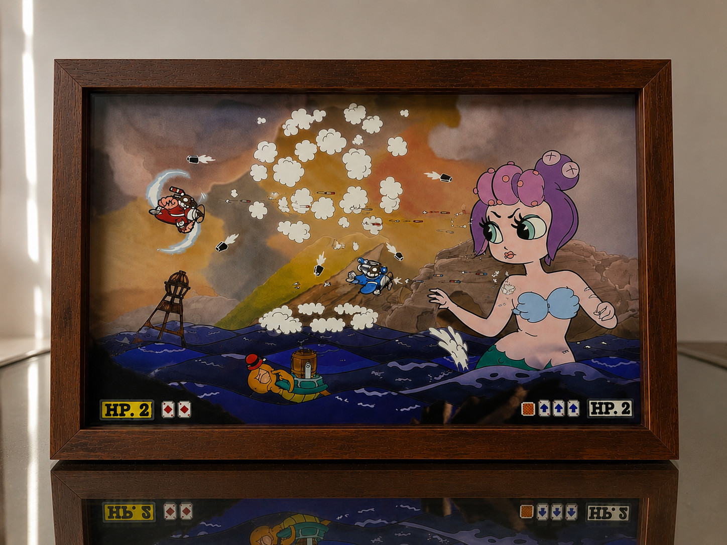 Cuphead 3D shadow box art; Gaming art Xbox one; Cala Maria Fight Cuphead 3D shadow box art; Gaming art Xbox one; Cala Maria Fight